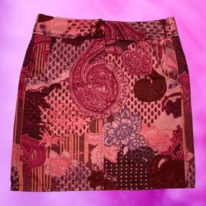 Pink raspberry paisley skirt.